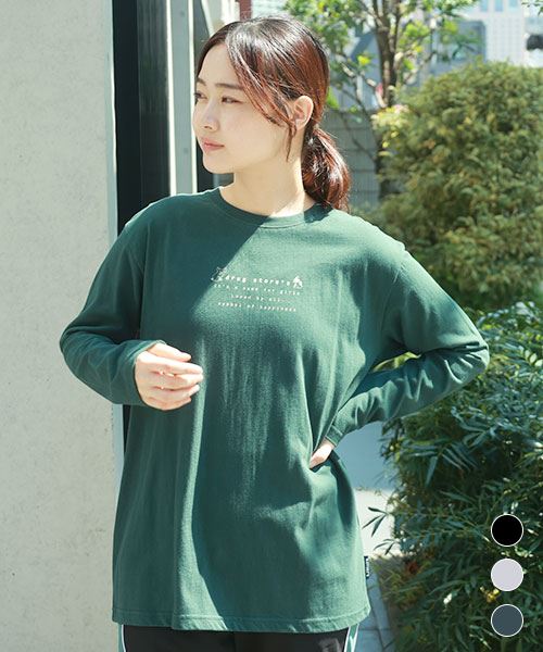 drug store's 18/-天竺 ブタ＆犬プリント 定番 セットイン リブ衿 ロンT