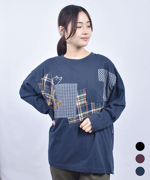 drug store's 18/-天竺 刺繍&アップリケ ロングスリット 丈長 T