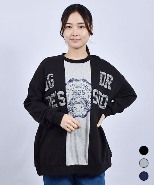 drug store's 裏毛 ロゴプリント ハギ BIG トレーナー