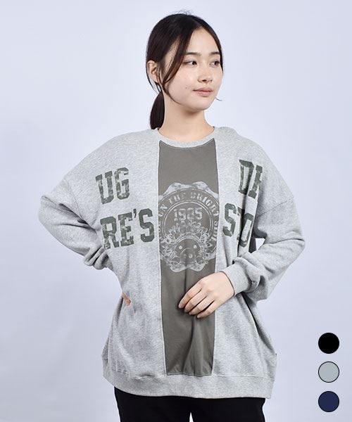 drug store's 裏毛 ロゴプリント ハギ BIG トレーナー