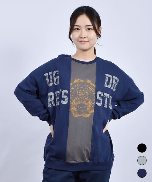 drug store's 裏毛 ロゴプリント ハギ BIG トレーナー