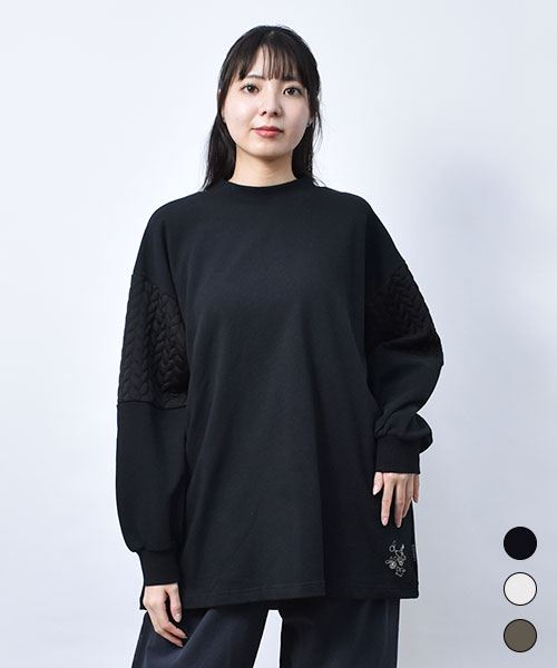 【トレーナー】 ふくれジャガード 刺繍 トレーナー