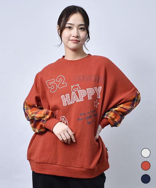 【スウェット トレーナー】 HAPPY ドルマン トレーナー