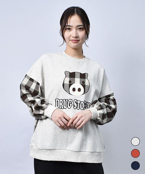 【スウェット トレーナー】 チェック スタンディ トレーナー