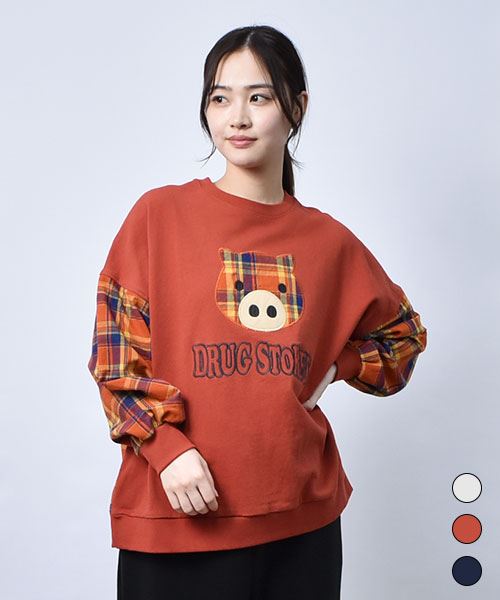 【スウェット トレーナー】 チェック スタンディ トレーナー