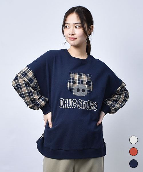 【スウェット トレーナー】 チェック スタンディ トレーナー