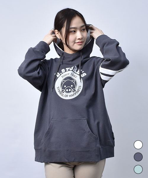 【パーカー】 スタンディ 配色 パーカー