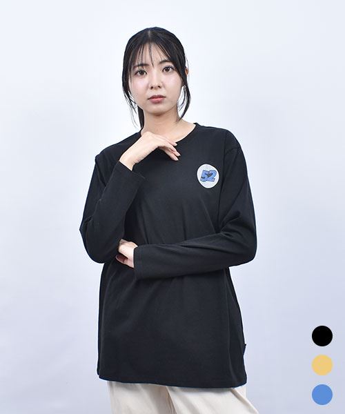 drug store's 21/-OE天竺 バックロゴプリント 定番セットイン ロンT