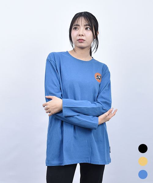 drug store's 21/-OE天竺 バックロゴプリント 定番セットイン ロンT