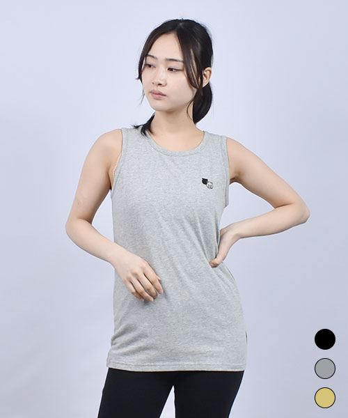 drug store's 20/-天竺 ブタ刺繍 シンプル タンクトップ