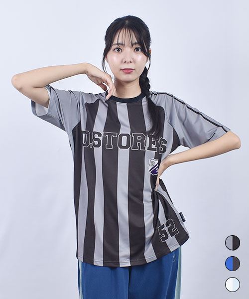 drug store's スポーツメッシュ サッカーユニフォーム風プリント 定番ラグランT