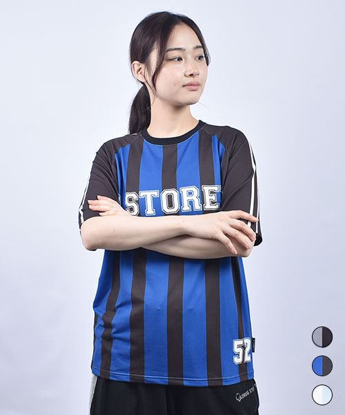 drug store's スポーツメッシュ サッカーユニフォーム風プリント 定番ラグランT