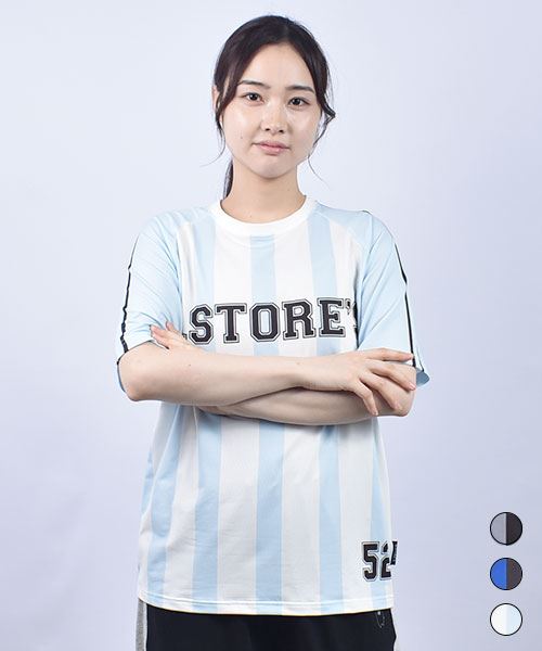 drug store's スポーツメッシュ サッカーユニフォーム風プリント 定番ラグランT