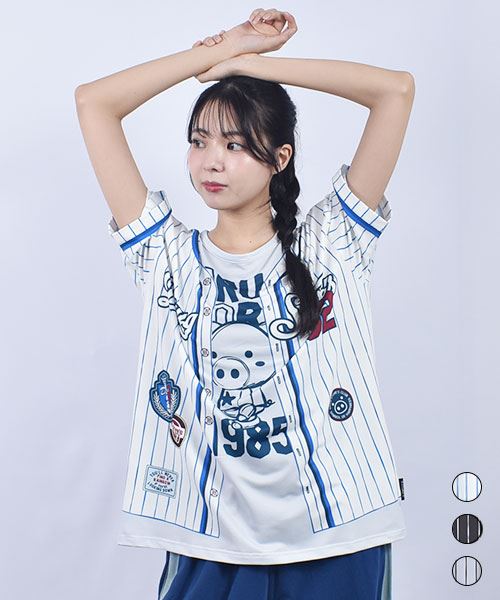 drug store's スポーツメッシュ ベースボールユニフォーム風プリント BIGT