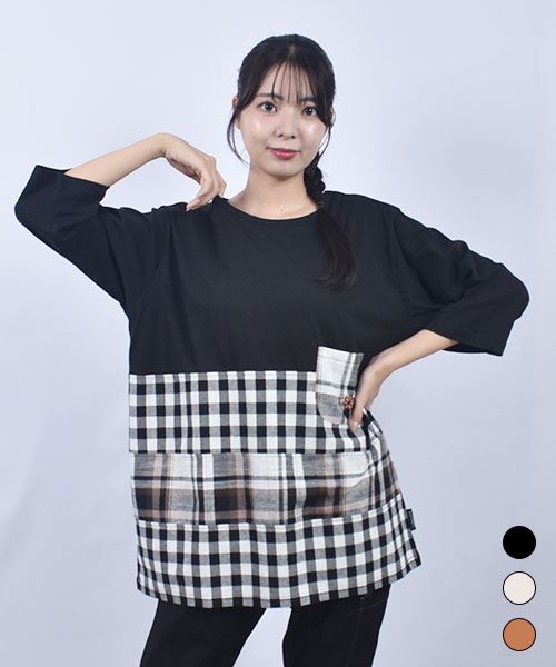 drug store's 32/-天竺 チェックハギハギT