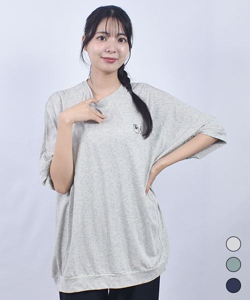 drug store's 32/-天竺 ハートン刺繍 タテハギ入り ドルマンT