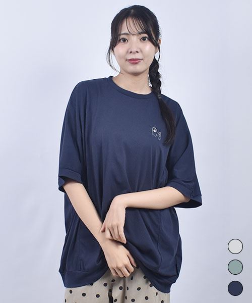 drug store's 32/-天竺 ハートン刺繍 タテハギ入り ドルマンT