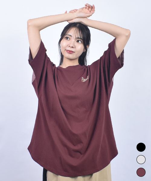 drug store's 18/-天竺 バック切替総柄プリント ドルマンT