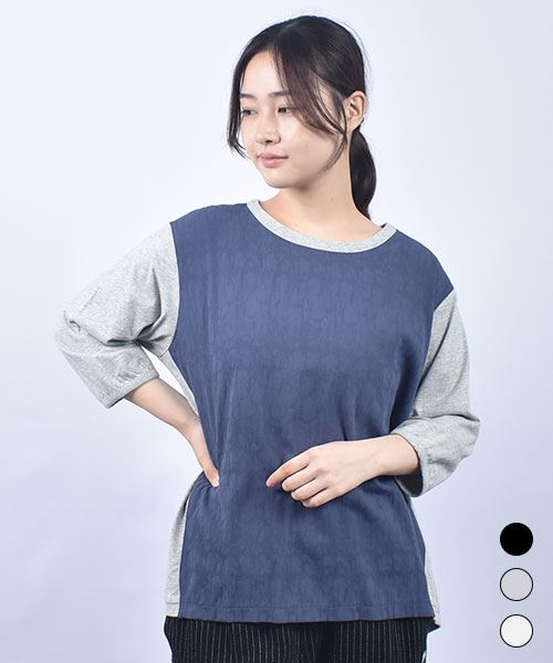 drug store's 18/-天竺  前身布帛切替 7分袖 T