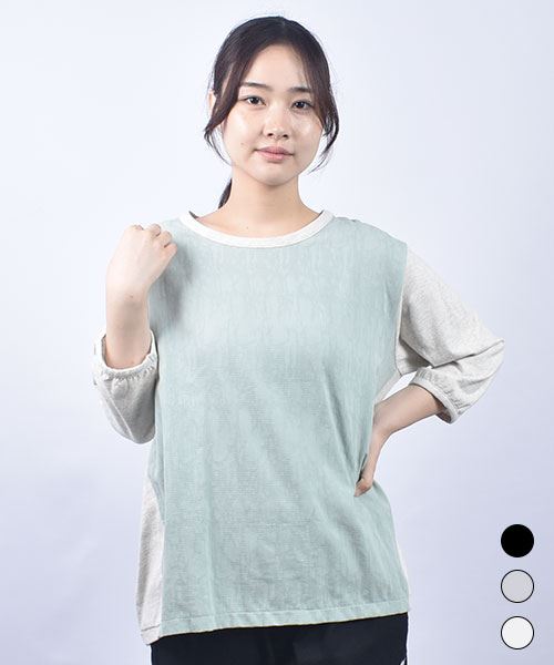 drug store's 18/-天竺  前身布帛切替 7分袖 T