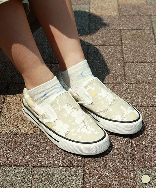 drug store's インソールつき 花総柄 スニーカー
