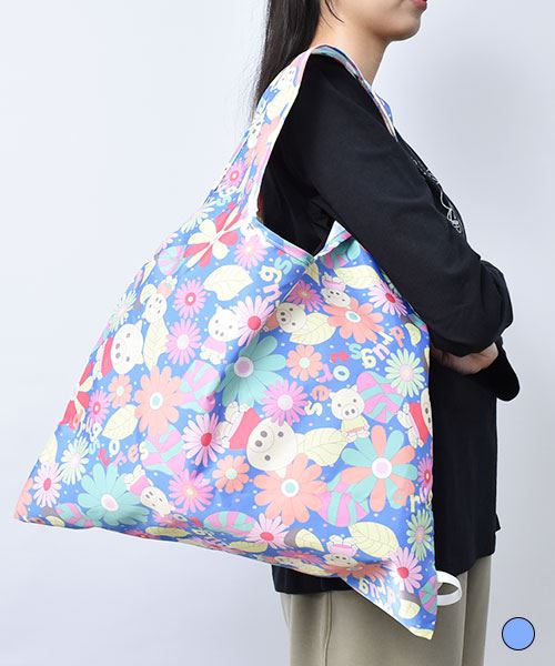 【エコバッグ】 カラフルフラワー 総柄 エコバッグ