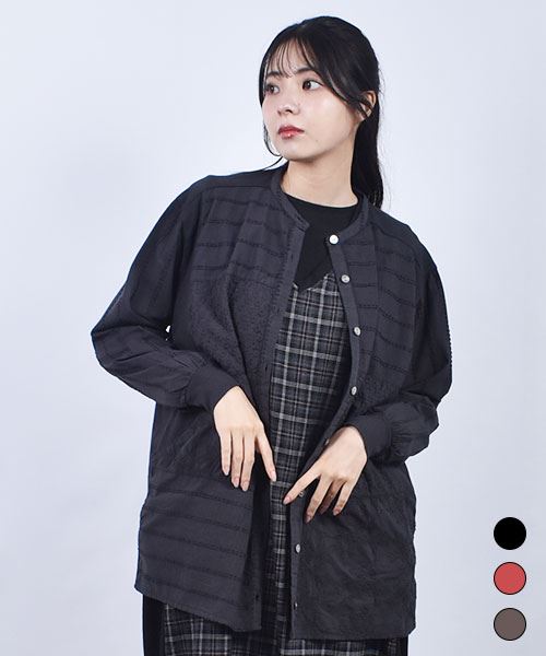 D.S.CLUB 別布切替 スタンドカラー シャツ