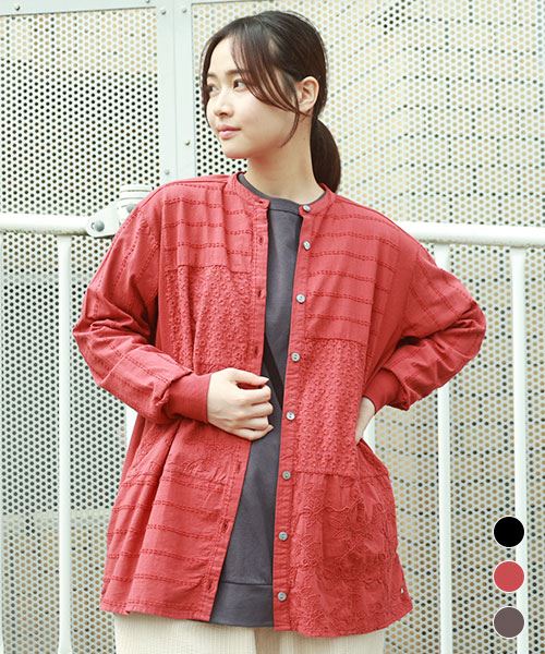 D.S.CLUB 別布切替 スタンドカラー シャツ