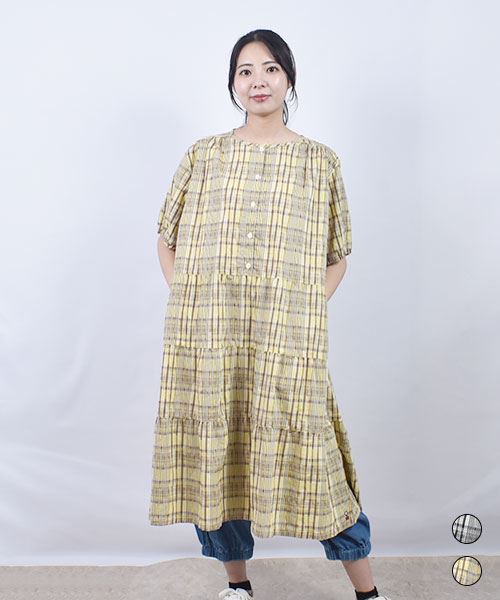 D.S.CLUB チェック ティアード切り替えワンピース