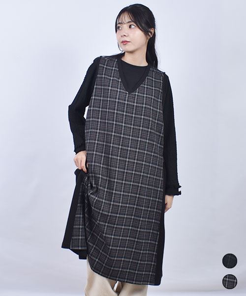 D.S.CLUB チェック 脇ベルト ジャンスカ