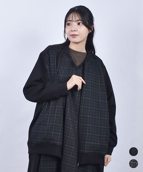 D.S.CLUB チェック リブ ブルゾン