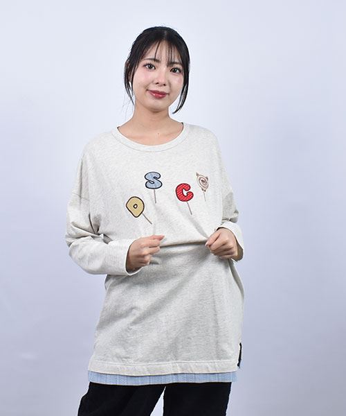 D.S.CLUB 天竺 刺繍&アップリケ ロンT