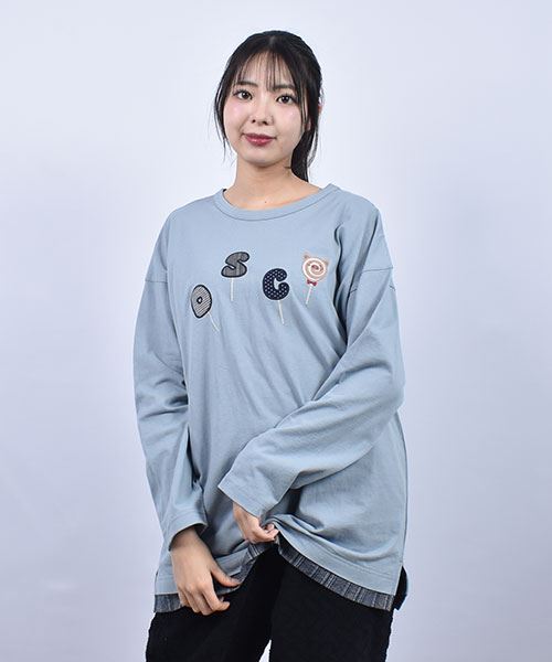 D.S.CLUB 天竺 刺繍&アップリケ ロンT