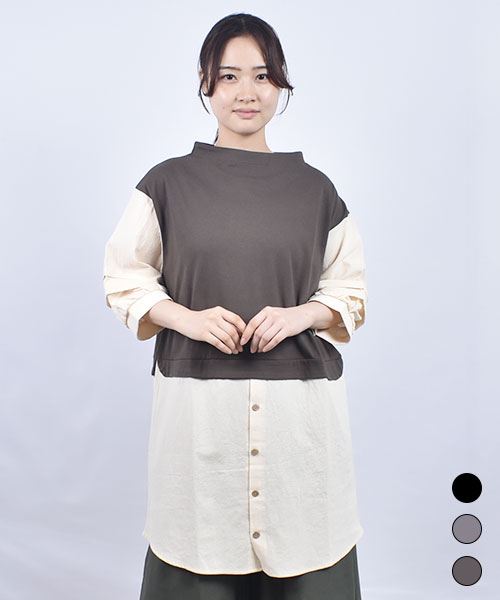 D.S.CLUB 天竺 ブタ刺繍 7分袖 カットチュニック