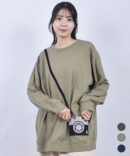 D.S.CLUB 天竺 カメラフェルトポケット 切替 ロンT