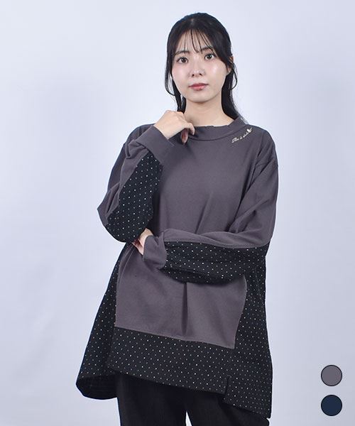 D.S.CLUB 天竺 モックネック 切替 ロンT