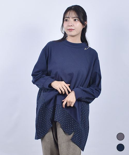 D.S.CLUB 天竺 モックネック 切替 ロンT