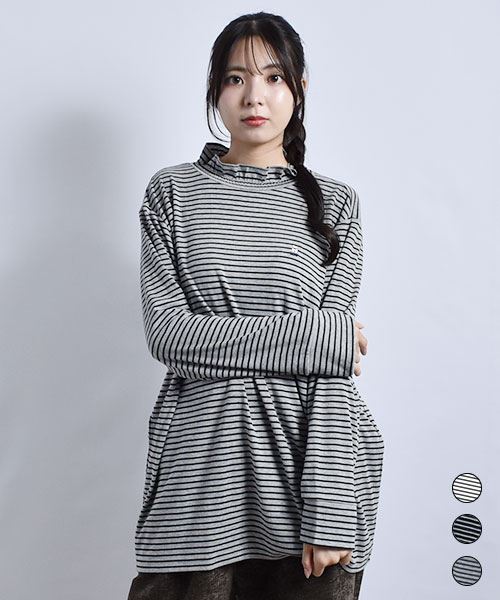 D.S.CLUB 衿シャーリング ボーダー T