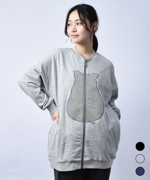 【スウェット トレーナー / 裏毛】 ムーパッチワーク ジップアップ トレーナー