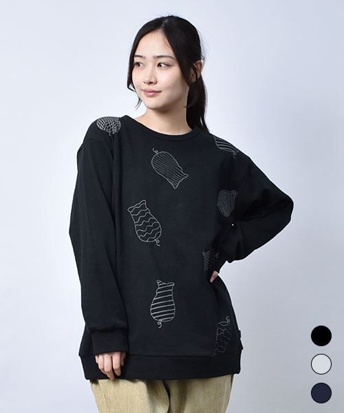 【スウェット トレーナー】 ぶた総柄 プリント トレーナー