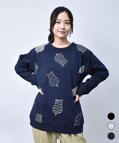 【スウェット トレーナー】 ぶた総柄 プリント トレーナー