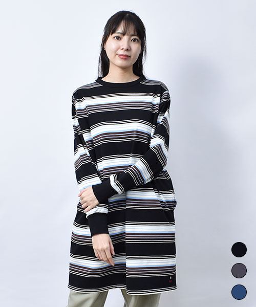 【チュニック】 マルチボーダー チュニック