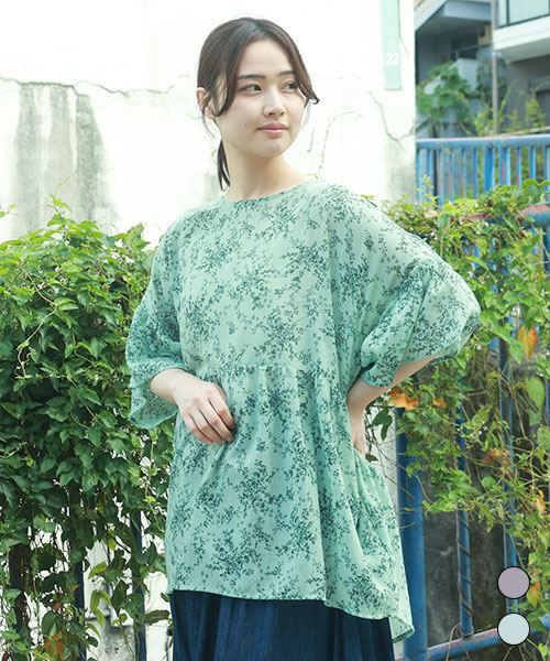 fu-ai 花柄 ギャザー チュニック