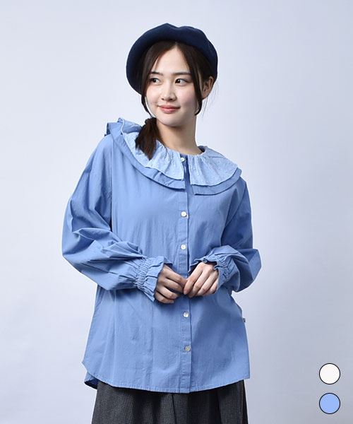 【ブラウス】 BIG襟 カジュアル ブラウス