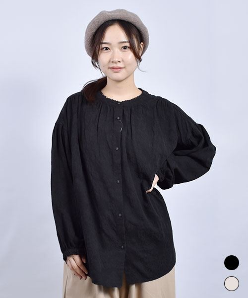 fu-ai 衿レース バンドカラー ブラウス