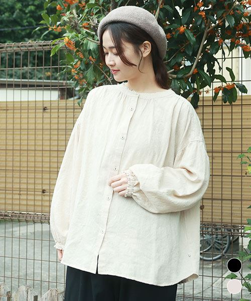 fu-ai 衿レース バンドカラー ブラウス