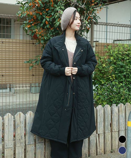 fu-ai スタンドカラー キルト ロング コート